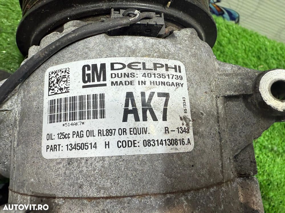 COMPRESOR AC OPEL Astra J / OPEL Meriva B / OPEL Zafira C / / OPEL Cascada 2009-2015 COD OEM 13450514 - 6