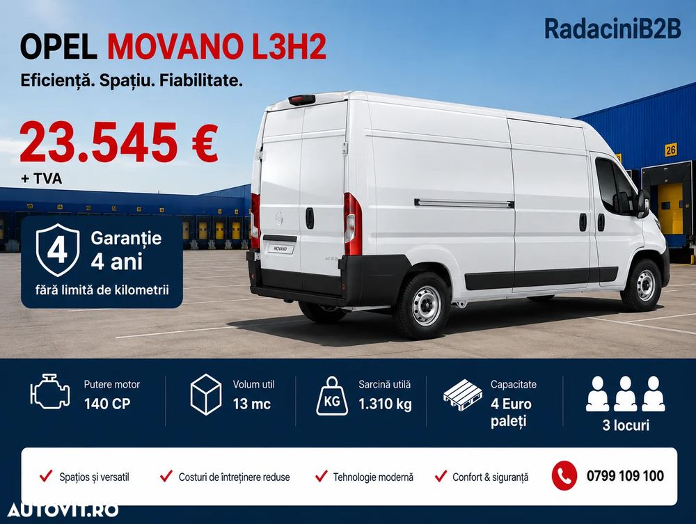 Opel Movano L2H3 VAN volum - 13 mc - 1.310 kg sarcina utila - 2