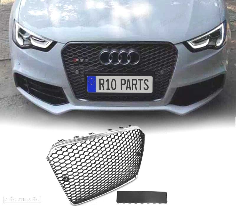 GRELHA FRONTAL AUDI A5 12-16 LOOK RS5 PRETO CROMADO - 1