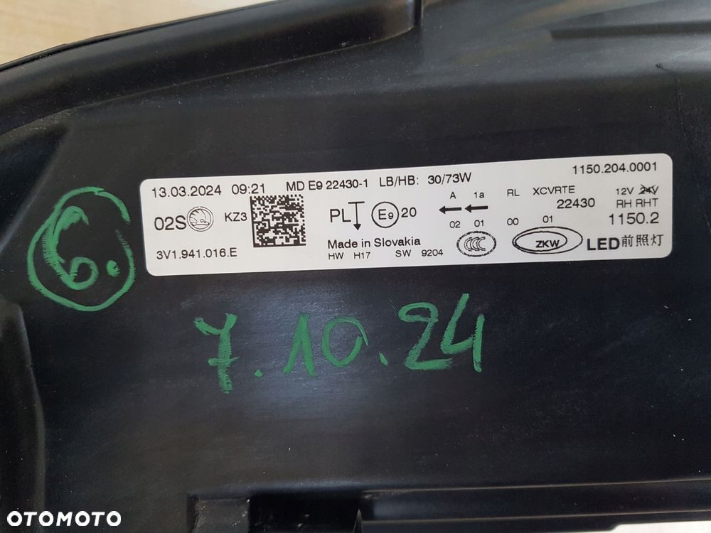 skoda superb iii 19^ prawy reflektor full led 3v1941016e ładny - 6
