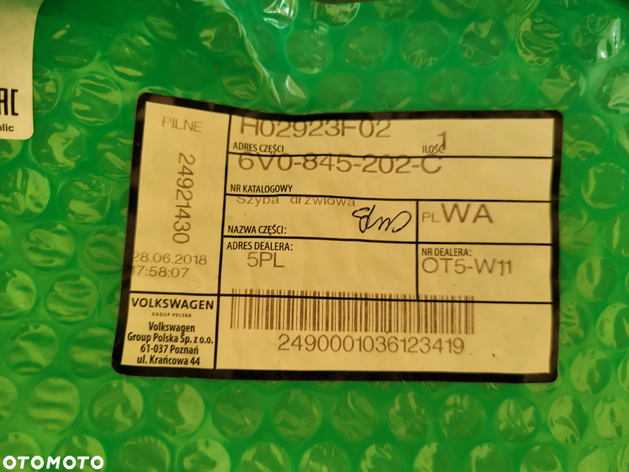 SZYBA DRZWI  PRAWY PRZÓD SKODA FABIA III 14-21 - 4