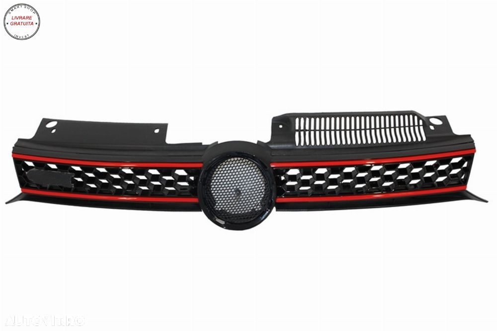 Grila Centrala VW Golf 6 VI (2008-2012) Golf 7 U Design cu Red Strip GTI LED dinam- livrare gratuita - 14