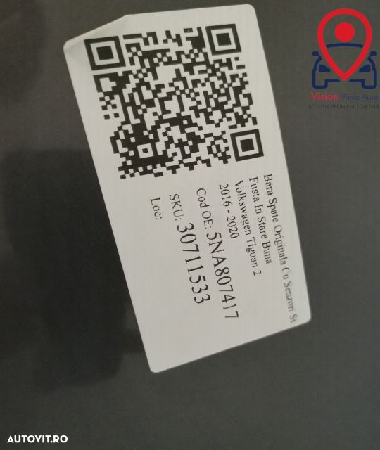 Bara Spate Originala Cu Senzori Si Fusta In Stare Buna Volkswagen VW - 8