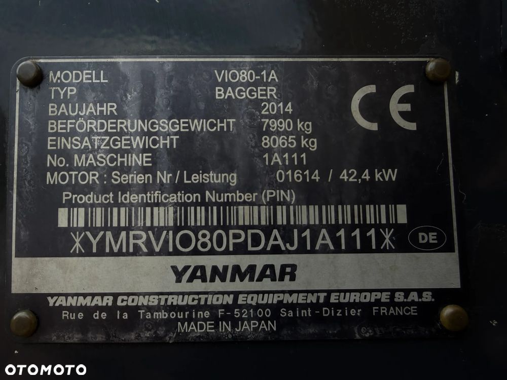 Yanmar VIO80-1A Koparka Gąsienicowa 8 ton jak Nowa z Salonu 2015 rok. KLIMATYZACJA. Łyżka skarpowa Hydrauliczna.  Szybko-złącze lenhoff hydrauliczne. Yanmar silnik 4 cylindry! Maszyna z Norwegii. Własna Pompa do tankowania ON. ani deka luzów i wycieków! OKAZJA Linia Hydr. Plus. Długie ramię PLUS. Oświetlenie LED. Wielka Okazja! Pełne sterowanie z dżojstików!! - 4