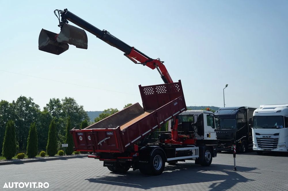 MAN TGM 18.340 / 4X2 / BASCĂLĂTOR 3 DIRECȚII / HIDRODOXIE LATERALĂ / BORDMATIC + HDS FASSI F165.0.22 / ROTATOR / GRAPER / TELECOMANDĂ / EURO - 5