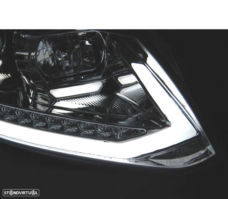 CONJUNTO DE FARÓIS VW TOURAN II 10-15 TRU DRL COM INDICADORES LEDS DINÂMICOS PRETO - 2