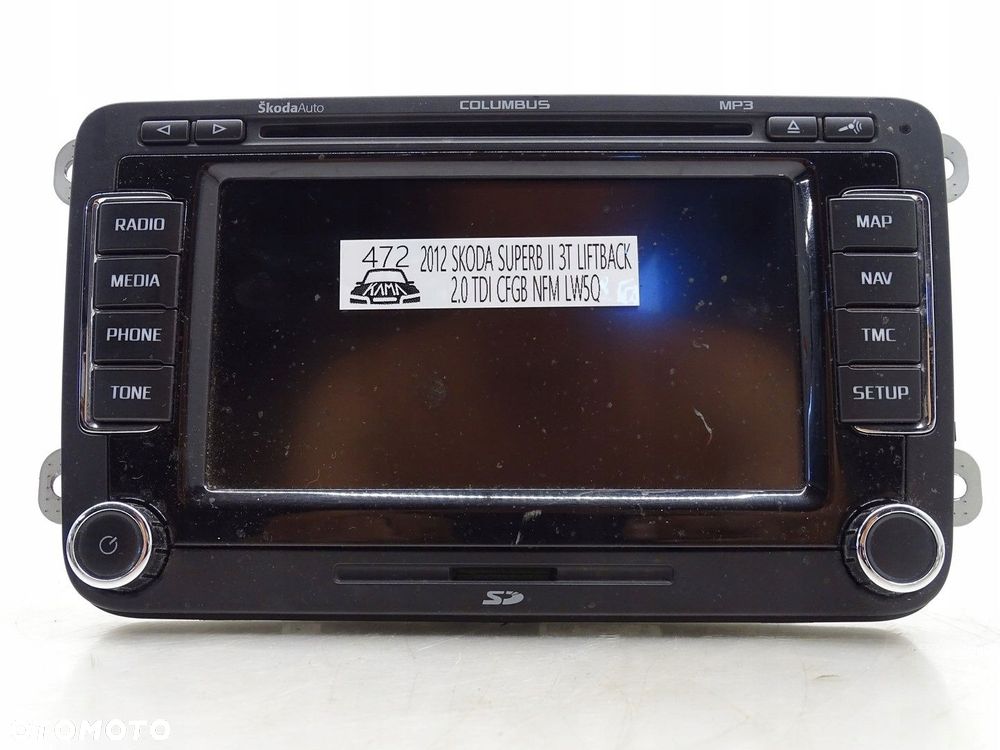 RADIO RADIOODTWARZACZ CD SD EKRAN WYŚWIETLACZ SKODA SUPERB II 3T0035680E - 2