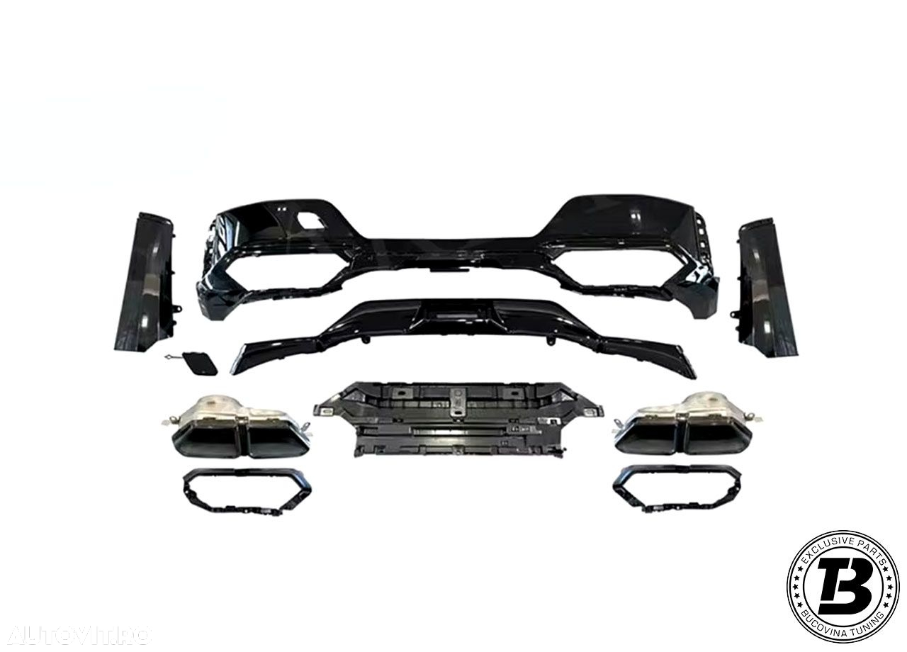 Difuzor Bara Spate Cu LED si Ornamente Evacuare compatibil cu BMW Seria 7 G70 M Design - 2