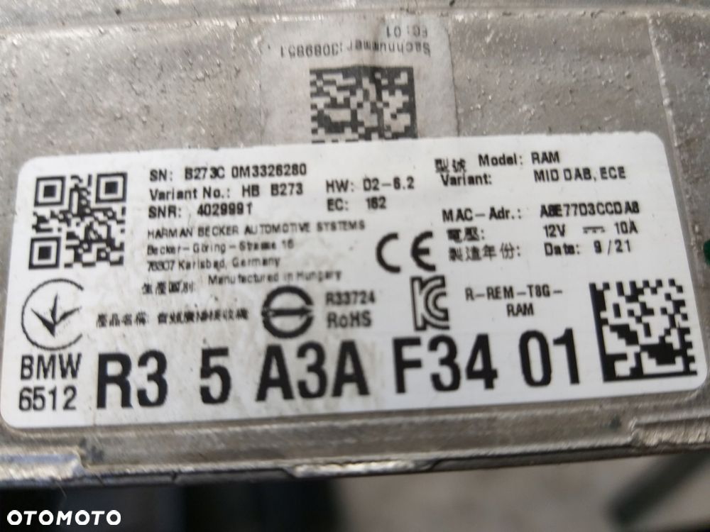 bmw moduł odbiornika ram high dab r3 5a3af34 01 - 4