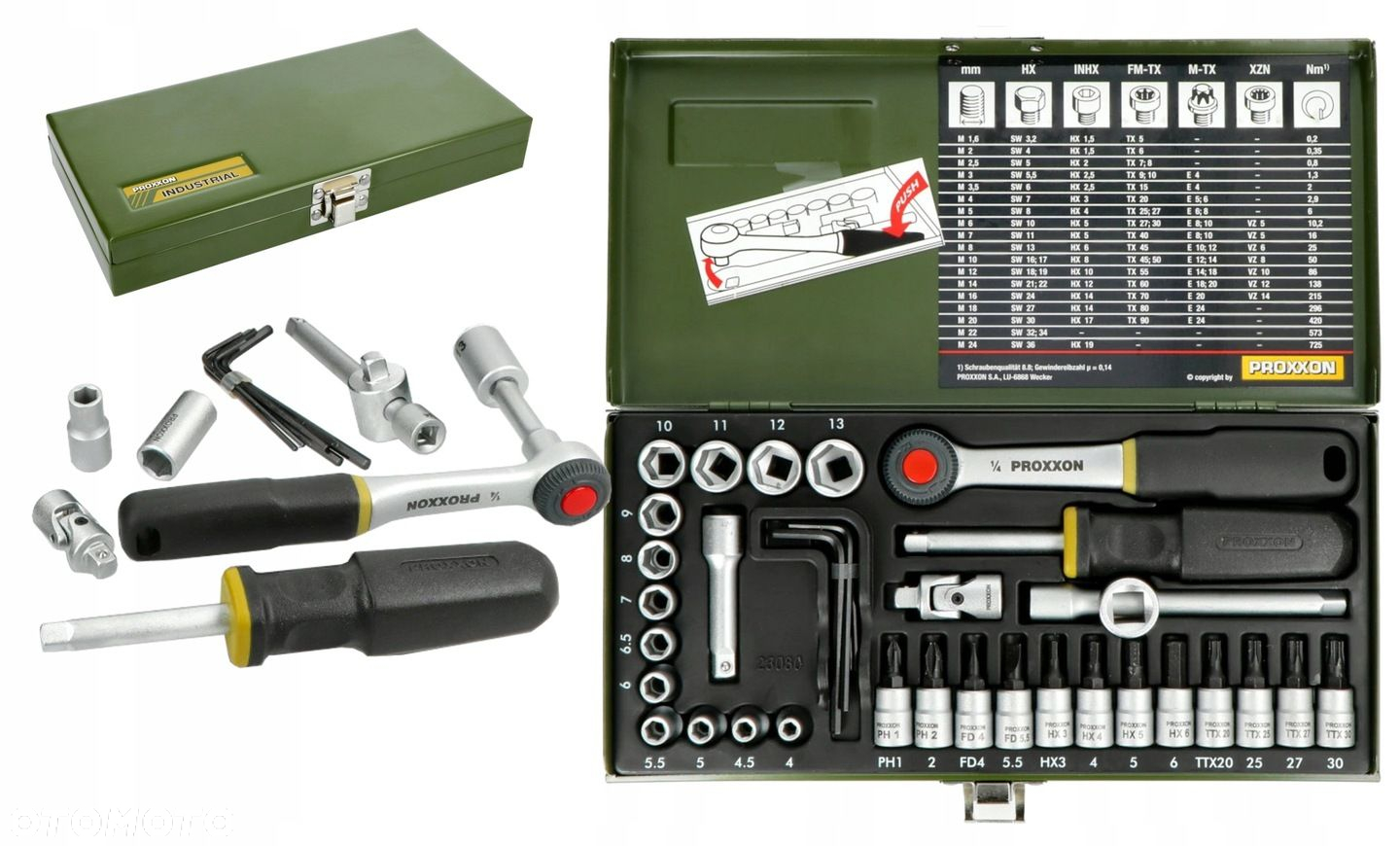 PROXXON ZESTAW DLA MECHANIKÓW Z GRZECHOTKĄ 1/4 CALA 36 CZĘŚCI PR23080 - 9