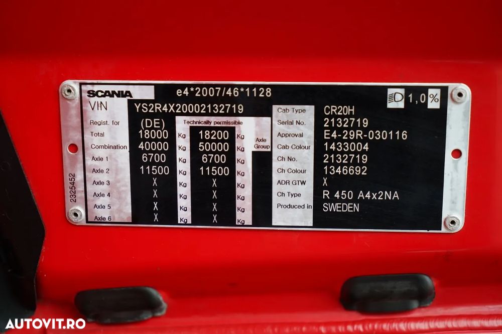 Scania R 450 / RETARDER / I-PARK COOL / REZERVORE 1000 L / - 35