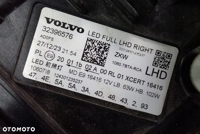 VOLVO XC60 II FULL LED SYSTEM reflektor prawy lampa prawa 32396576 - 9
