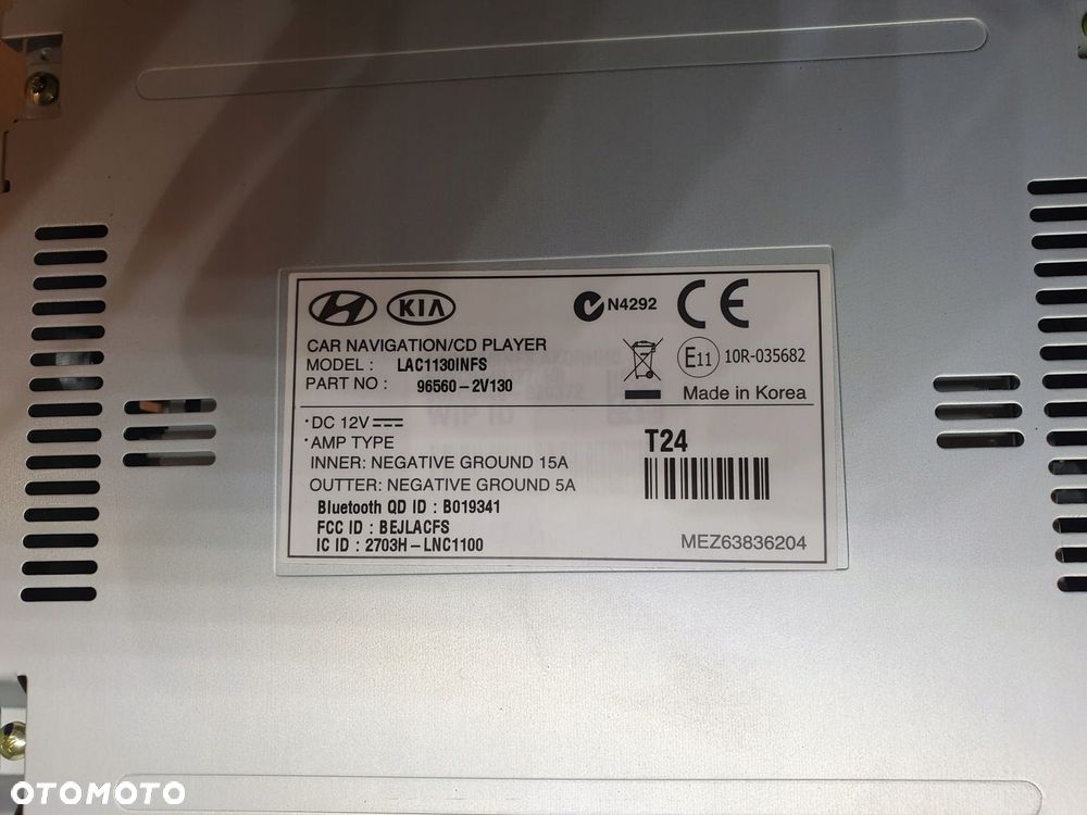HYUNDAI VELOSTER RADIO FABRYCZNE NAWIGACJA NAVI EKRAN 96560-2V130 - 2