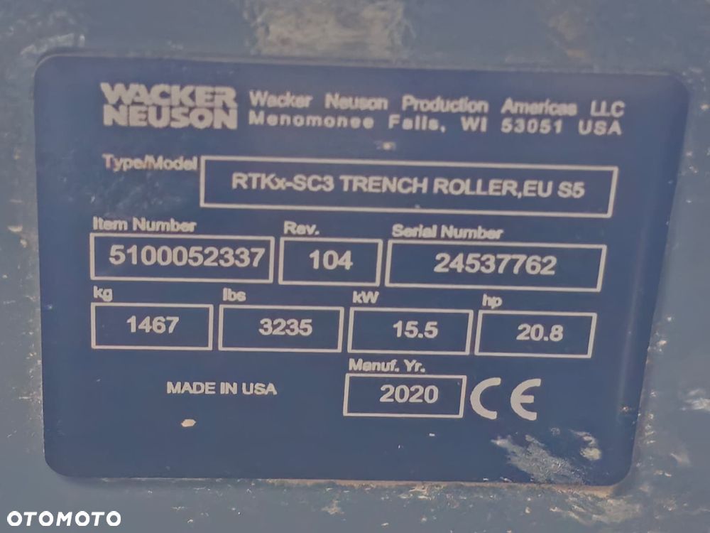 Wacker Neuson RTSC3 walec okołkowany zdalnie sterowany, silnik KUBOTA - 19