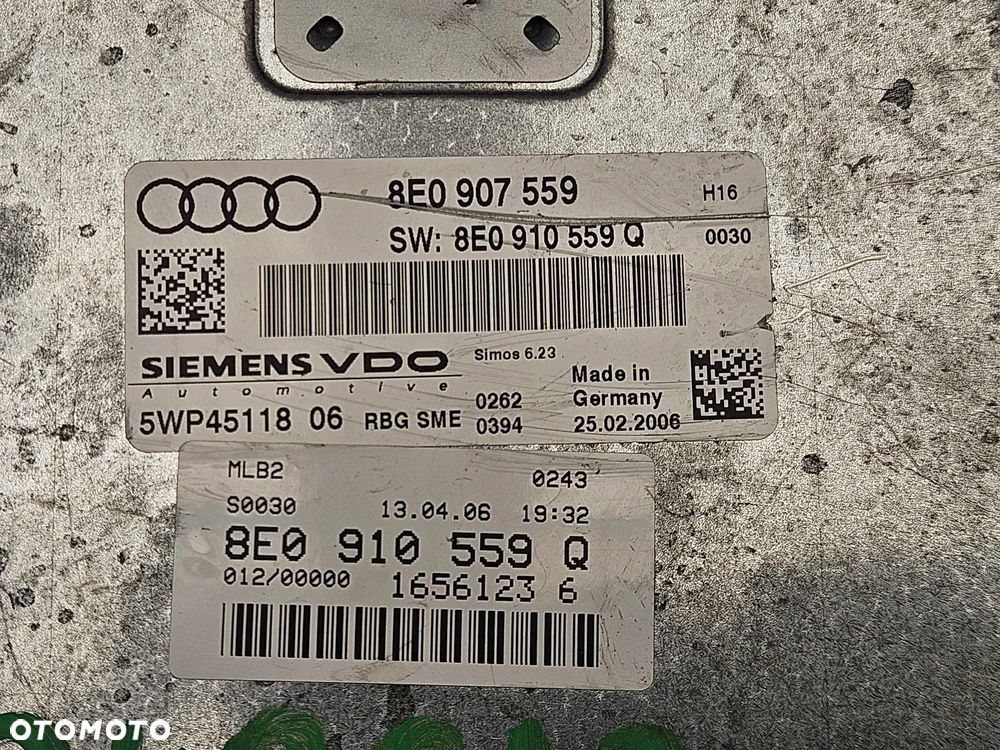 Komputer 8E0907559 8E0910559Q Moduł Sterownik Silnika Silnik Benzyna Audi A4 B7 VW - 2