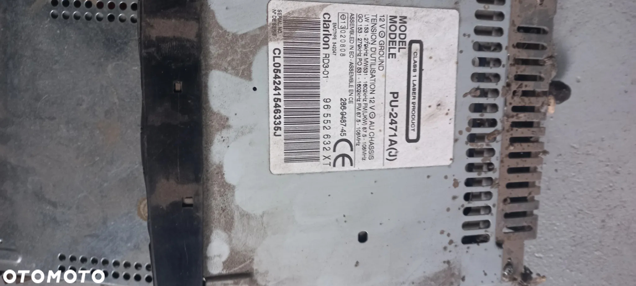 FABRYCZNE RADIO CD clarion PEUGEOT 307 96552632XT - 2
