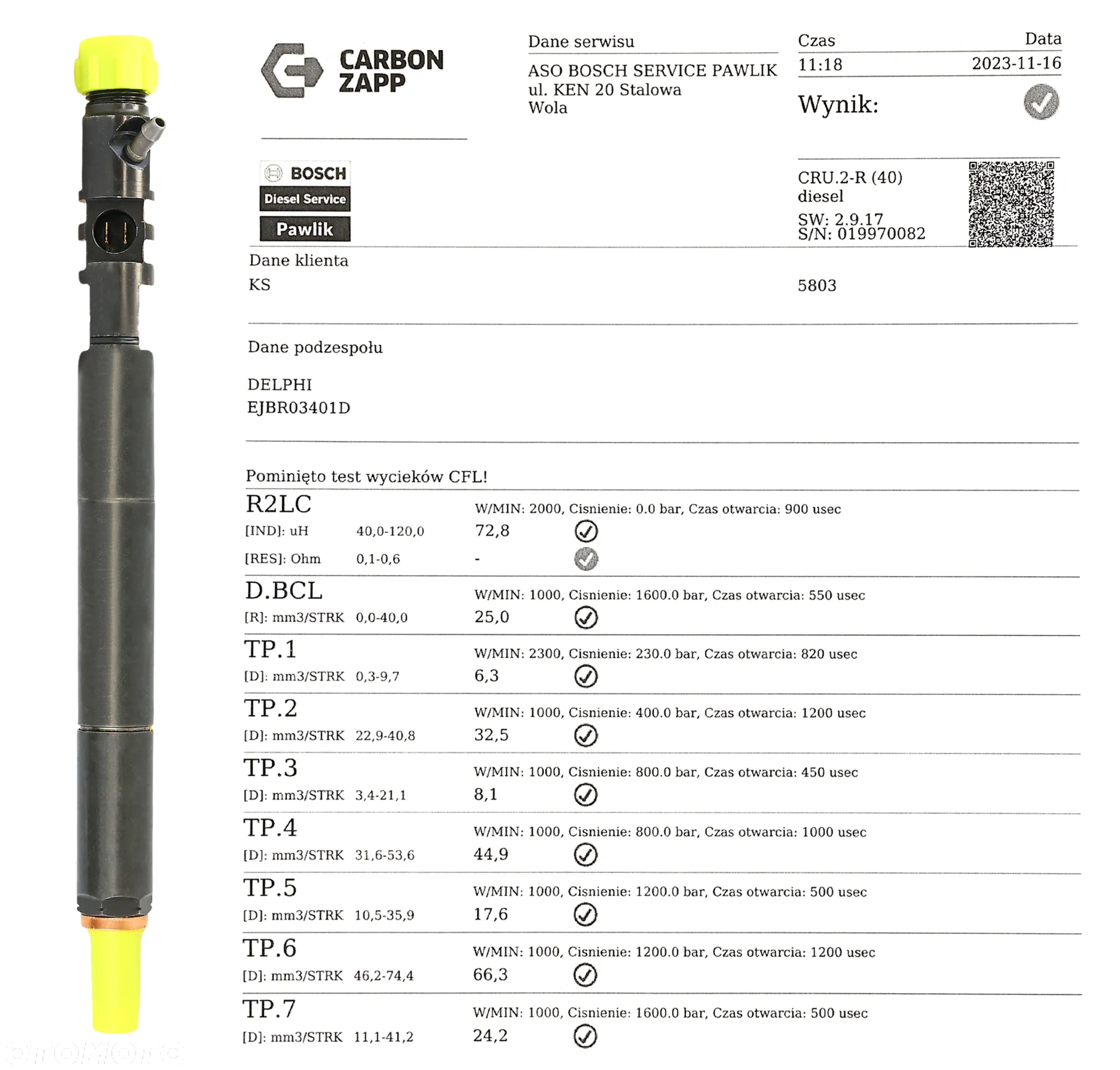 Regenerowany wtryskiwacz Delphi EJBR04701D EJBR03401D  Ssangyong ACTYON KYRON - 2