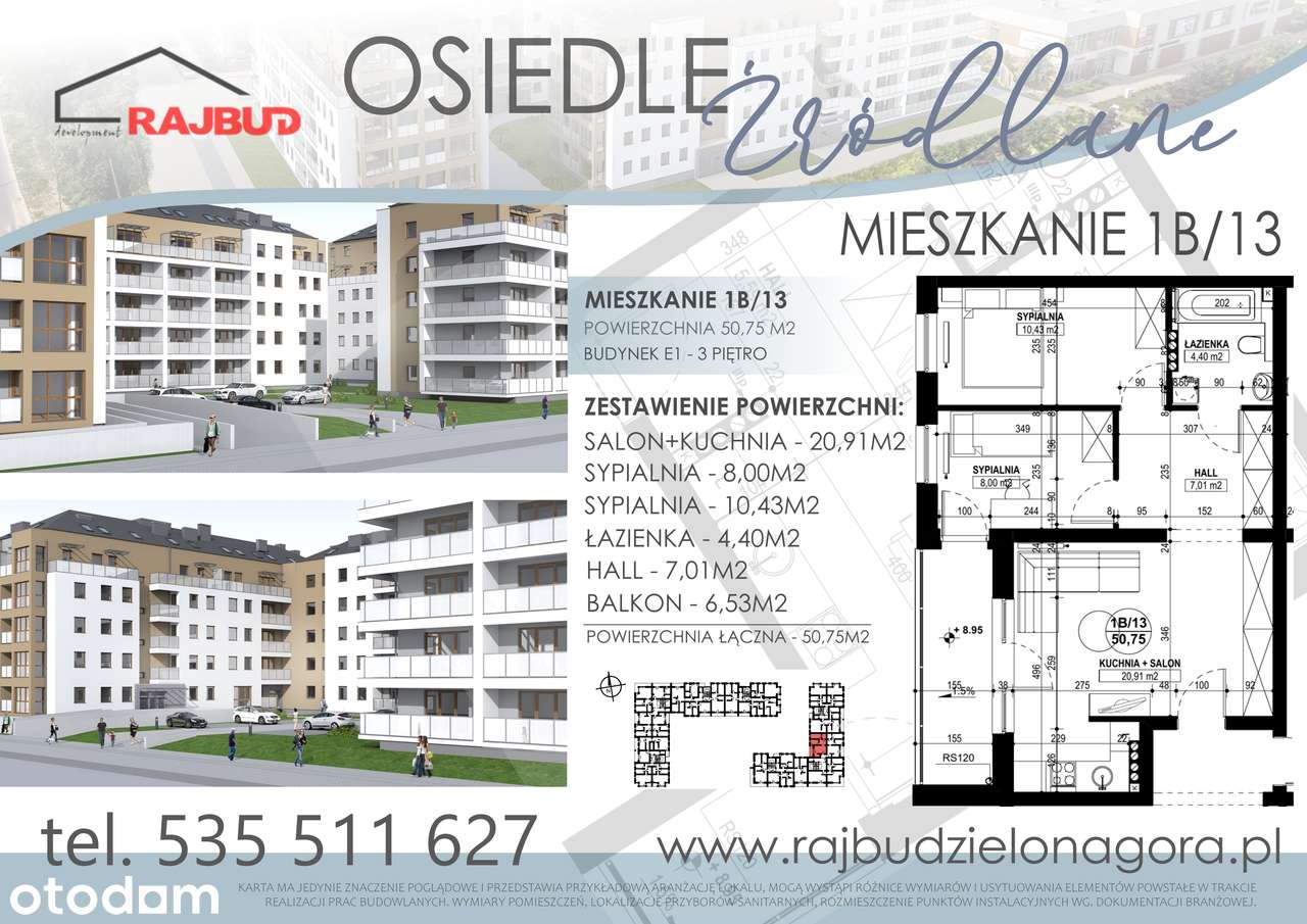Mieszkanie 3-pokojowe z dużym balkonem i widokiem na dziedziniec