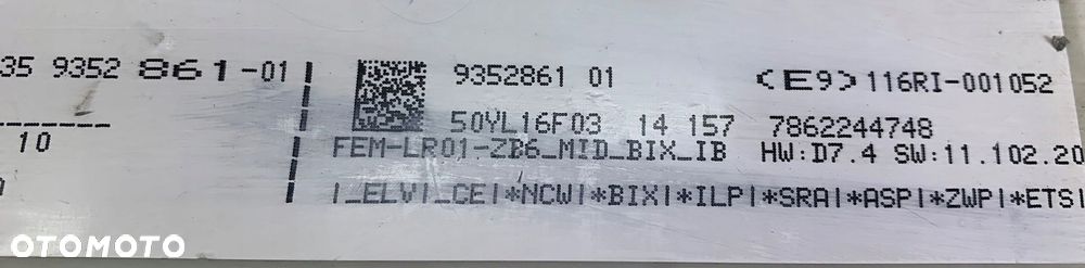 M6 BMW 5 M5 F90 MODUŁ STEROWNIK FEM BDC 9352861 - 11