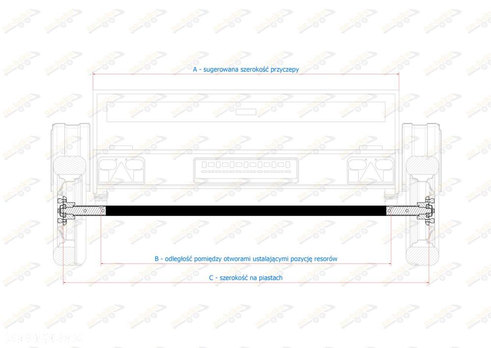 Oś sztywna pod resory 1790mm 1000kg piasty 4x100, 5x112 , zamiennik Knott [NA HAKU] - 4