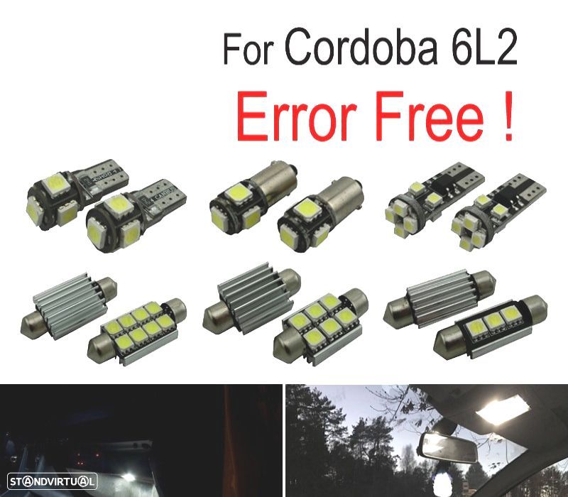 KIT COMPLETO 8 LAMPADAS LED INTERIOR PARA SEAT CORDOBA 6L 6L2 03-09 - 1