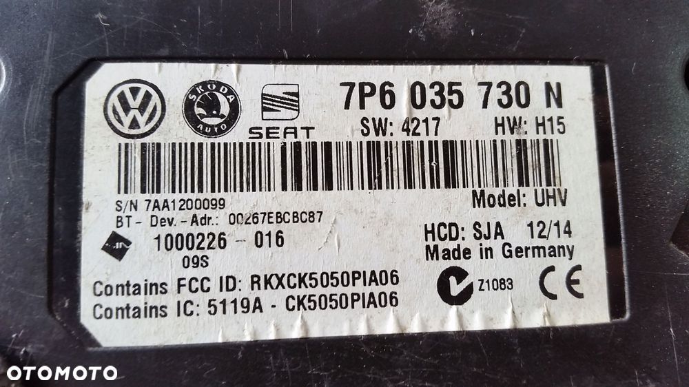 moduł bluetooth audi vw seat skoda 7p6035730n - 6