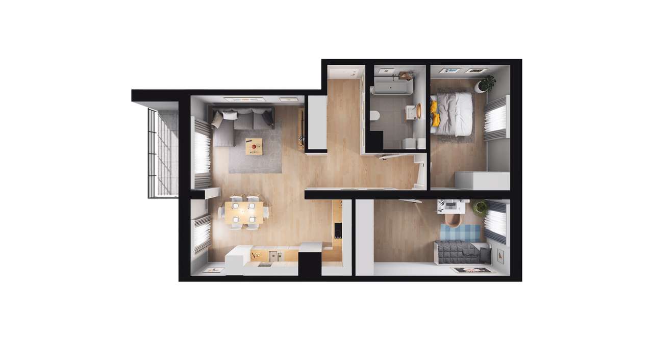 Taczaka 5 | apartament 3-pok. z widokiem na zielone patio | B/2/11 - Pełny obrazek: 3/25