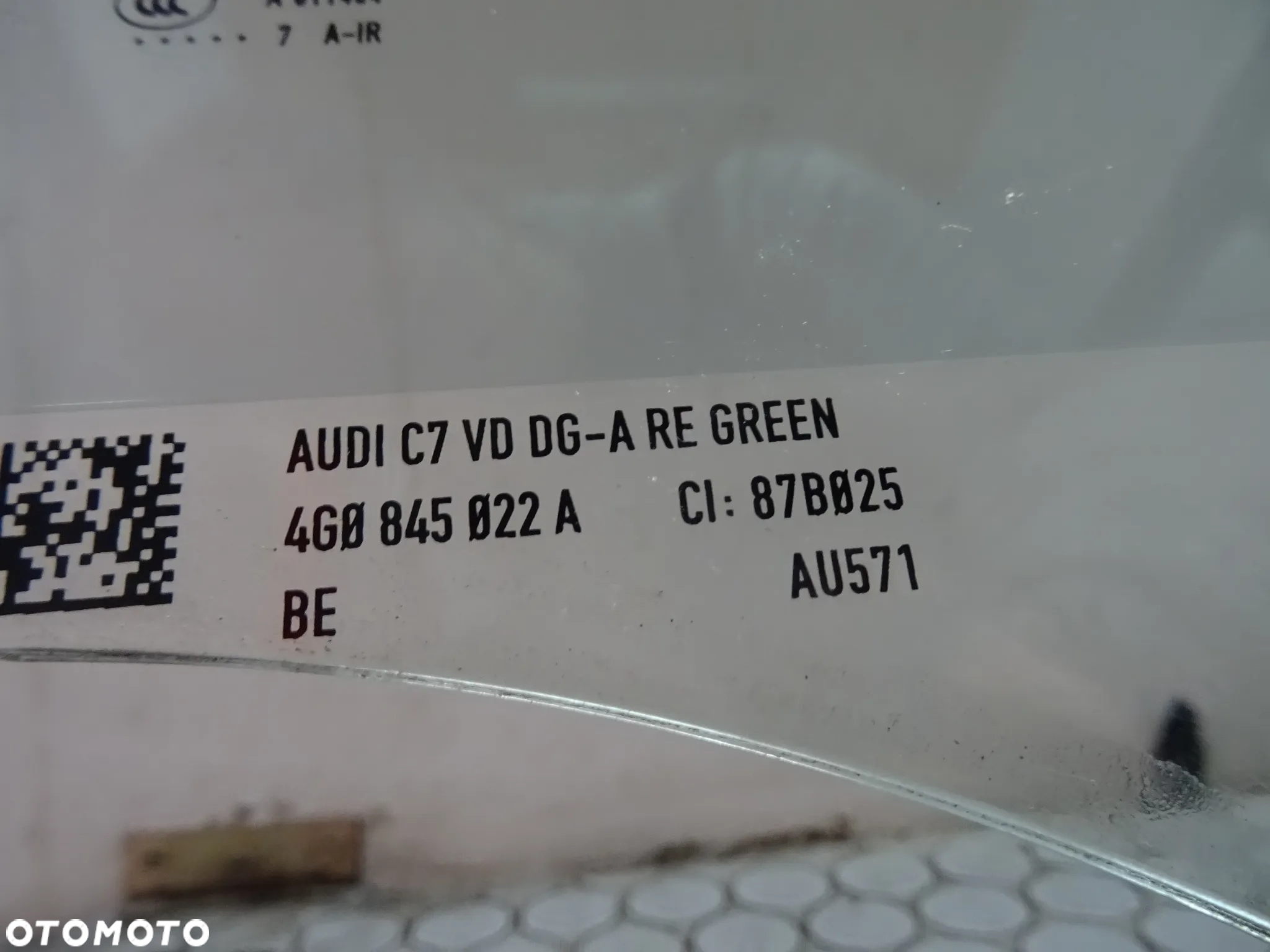 4G0845022A 4G0845021A szyba prawa lewa przod Zielona Podwojna Audi A6 C7 LIFT czesci - 6