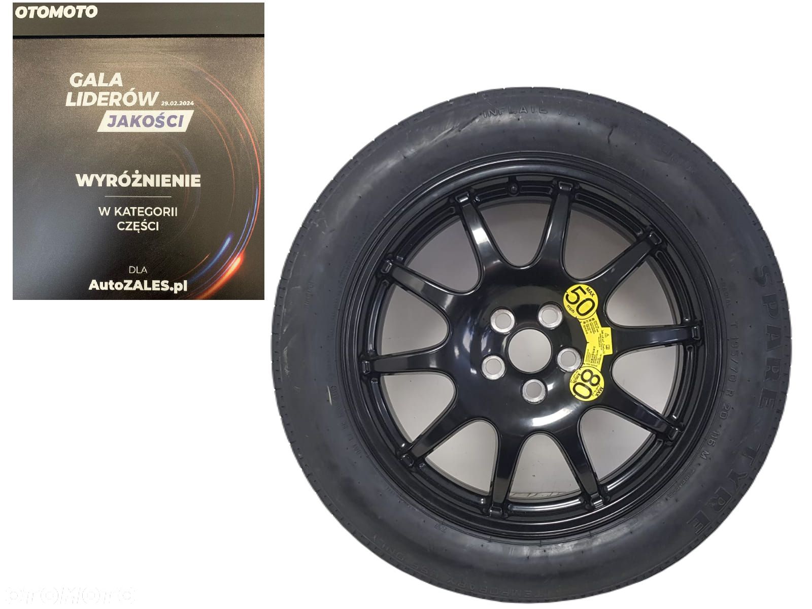 NOWE ORYGINALNE KOŁO DOJAZDOWE ALUMINIOWE ZAPASOWE RANGE ROVER SPORT L494 5x120 ET30 195 70 20 - 1