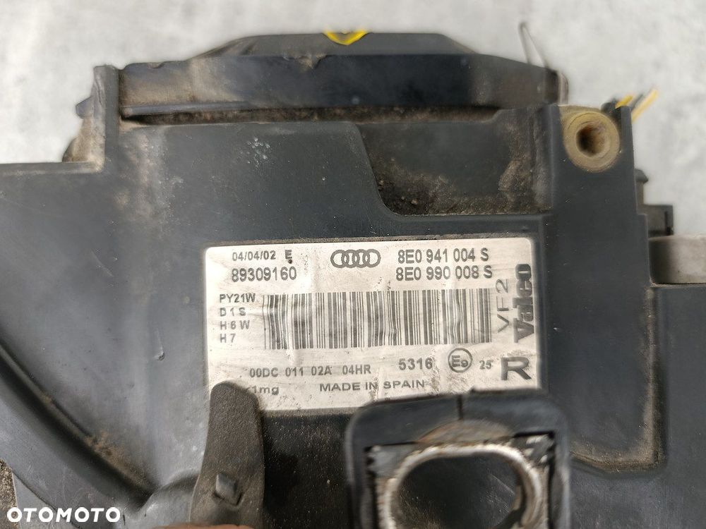 LAMPA PRZÓD PRAWA XENON AUDI A4 B6 8E0941004S  8E0990008S 89309160  VALEO - 6