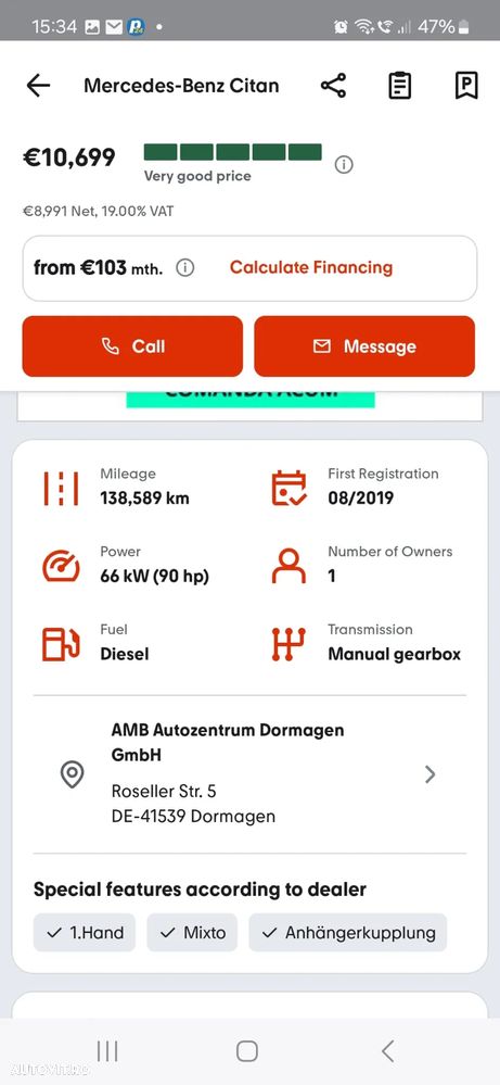 Mercedes-Benz Citan 109 CDI Mixto BlueEFFICIENCY extralang - 11