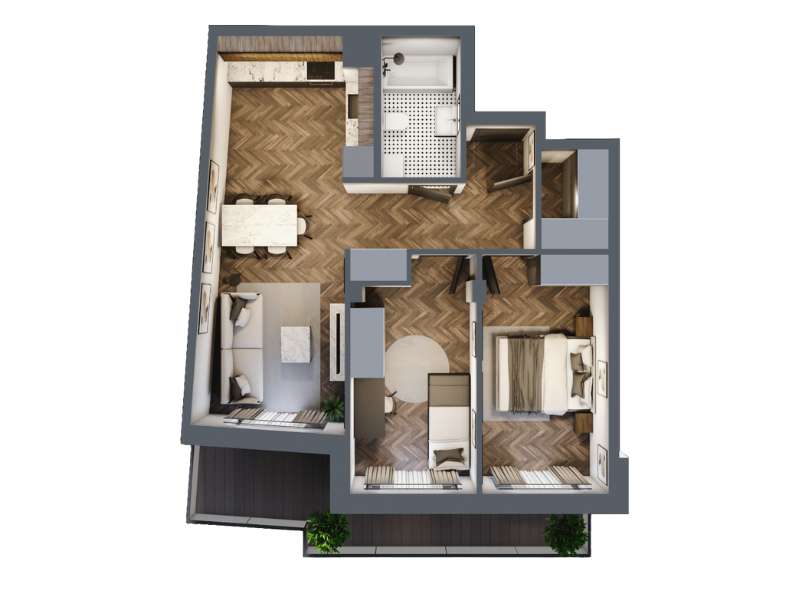 Mieszkanie, 56.43m², 3 pokoje, 5 piętro, B-KLM12-LM47, Nowe Horyzonty