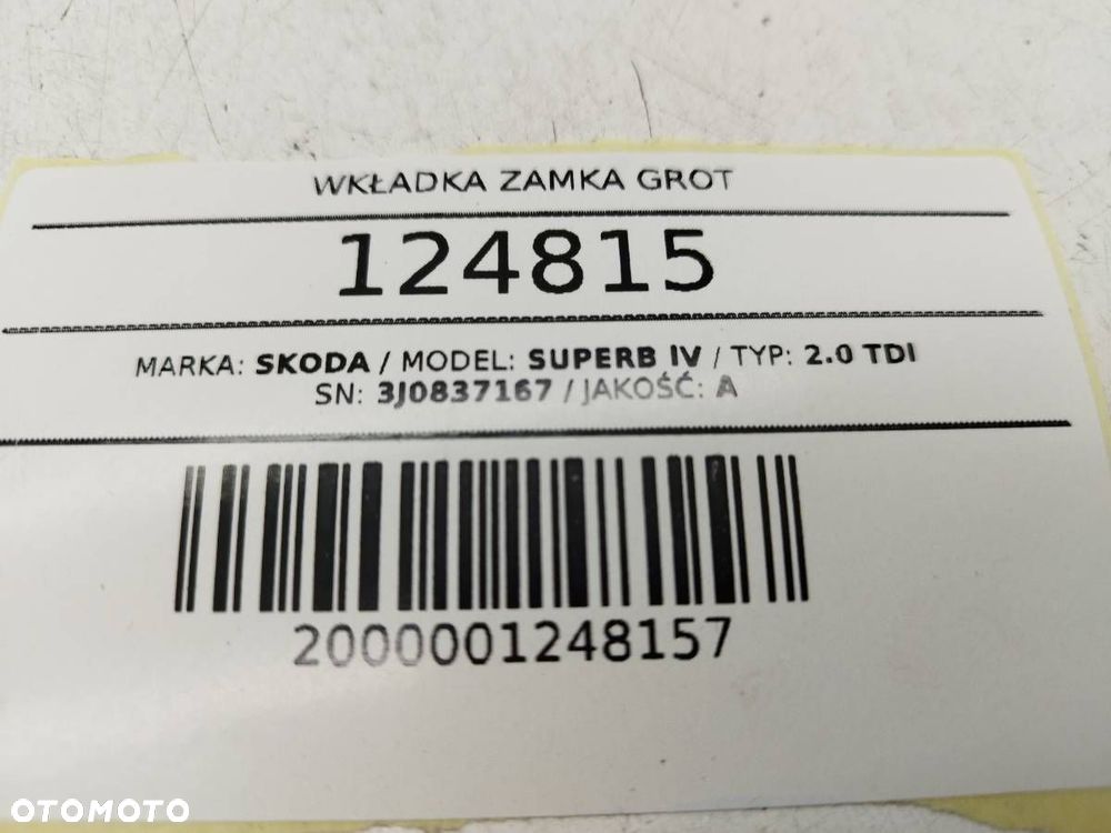 WKŁADKA ZAMKA GROT KLUCZYK SKODA SUPERB IV 3P EU 3J0837167 2024 - 7