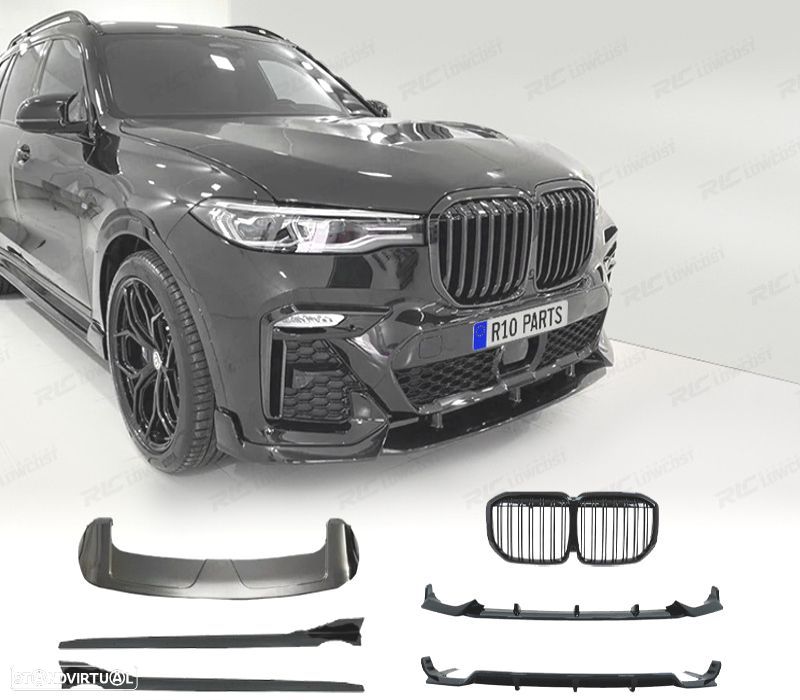 KIT CARROÇARIA BMW X7 G07 19-21 LOOK BLACK KNIGHT PRETO BRILHANTE - 1