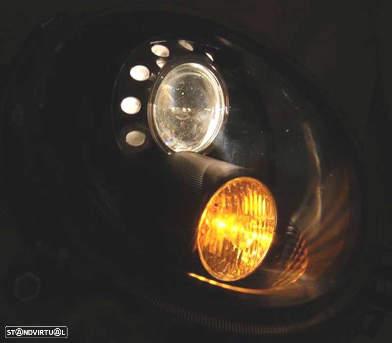 FARÓIS OPTICAS BMW MINI COOPER R56 R57 06-14 PRETO - 1
