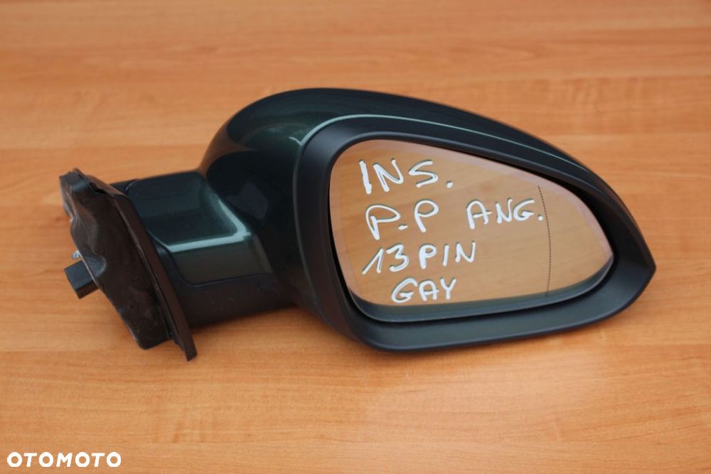 LUSTERKO ZEWNĘTRZNE PRAWE OPEL INSIGNIA A Z30K GAY 13 PIN PINÓW - 1