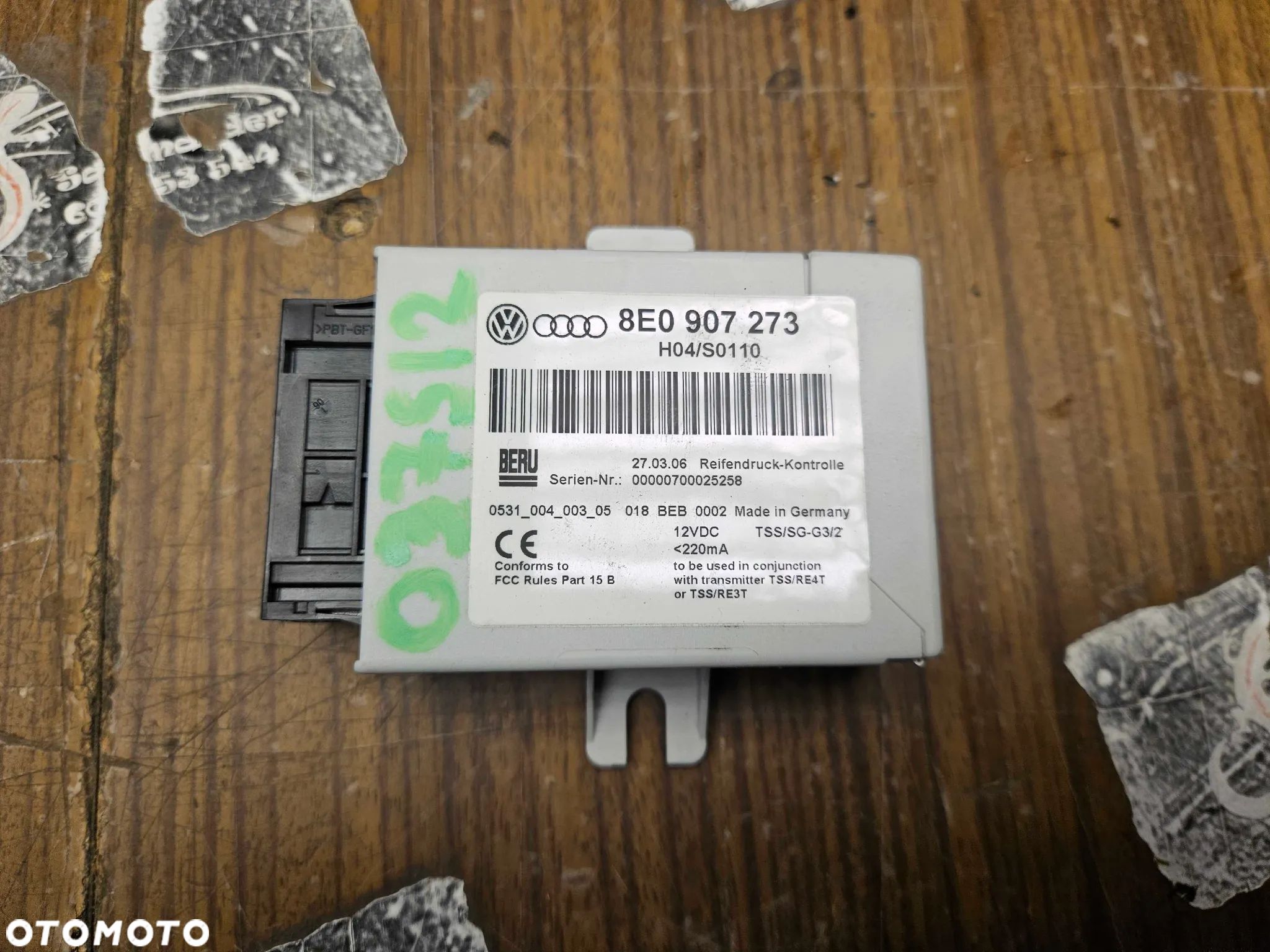 Moduł 8E0907273 Sterownik Komputer Czujnik Powietrza Cisnienia Opon Kol Audi A4 B7 - 1