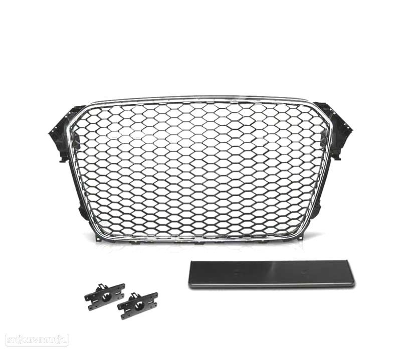 GRELHA FRONTAL AUDI A4 B8 11-15 CROMADA PRETO LOOK RS - 3