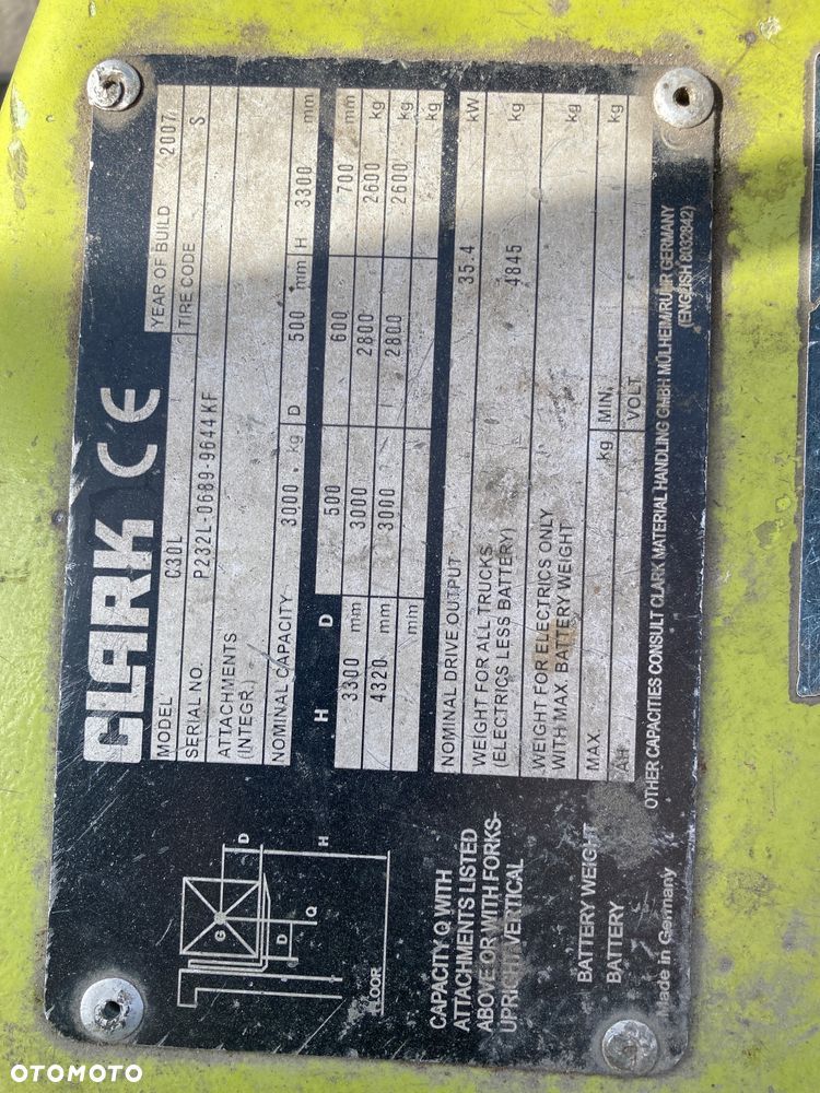 Clark [2007] Wózek widłowy CLARK C30L 3tony gaz - 9