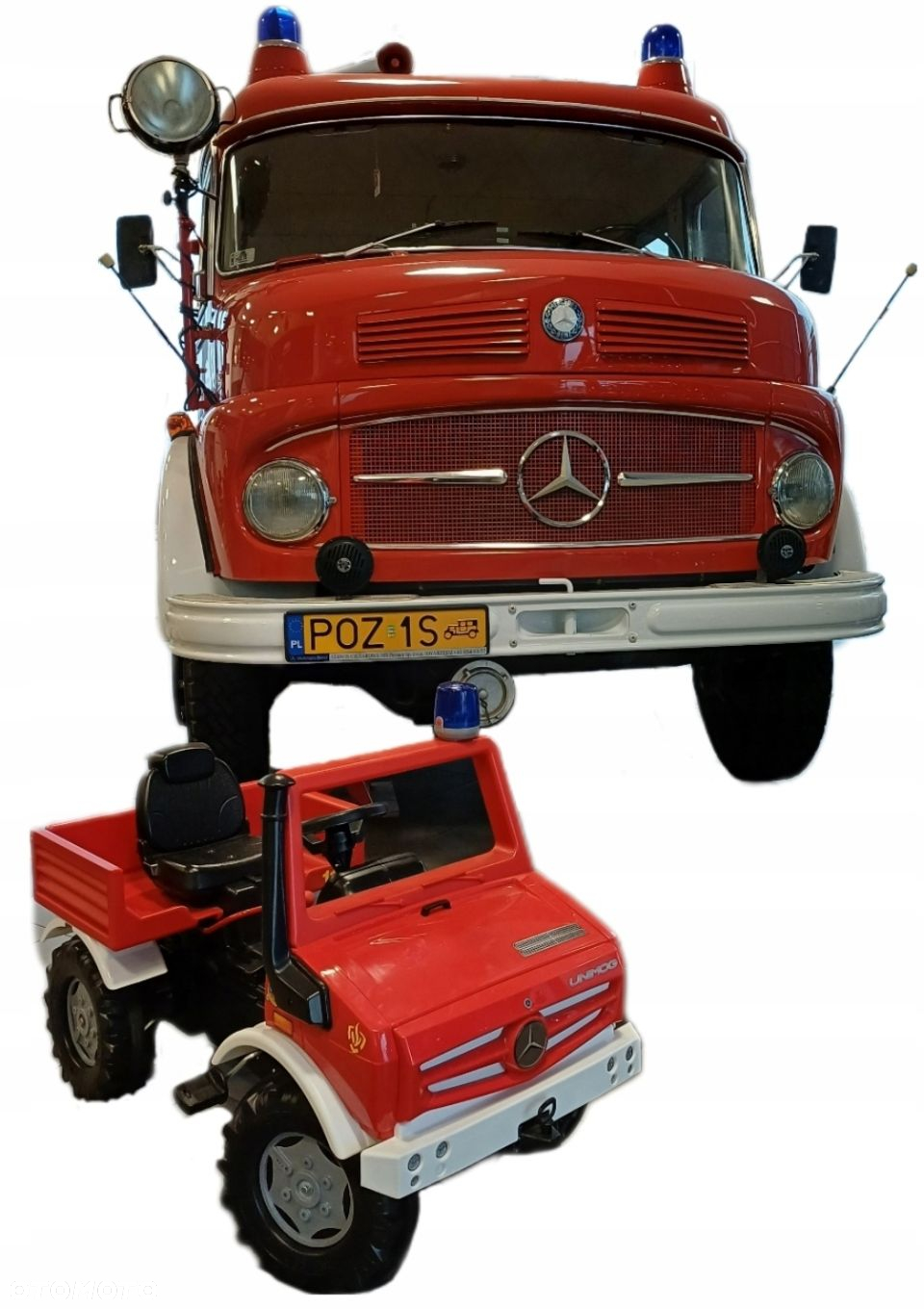 STRAŻ POŻARNA WÓZ STRAŻACKI MERCEDES UNIMOG NA PEDAŁY ROLLY TOYS - 7