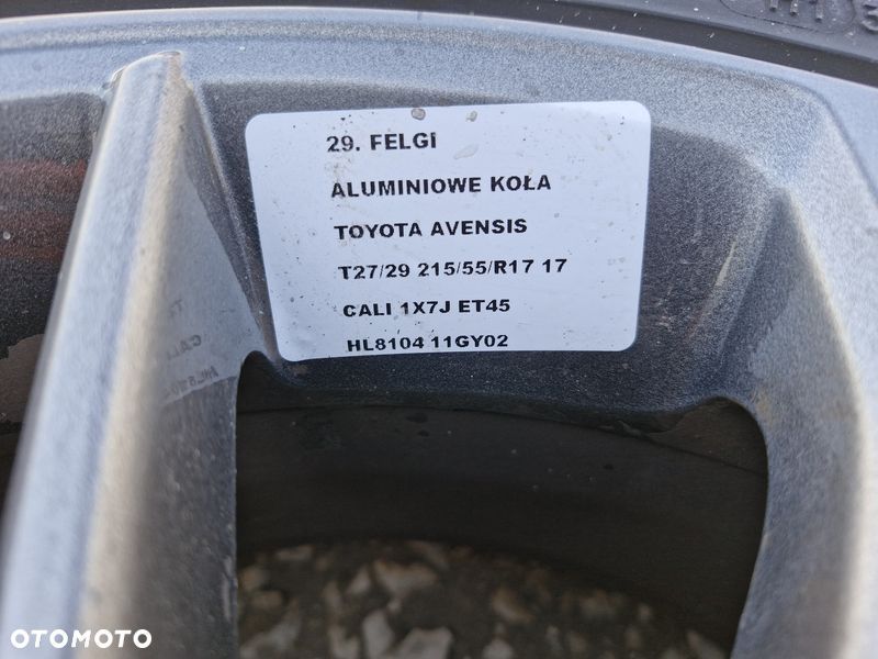 TOYOTA AVENSIS T27 LIFT T29 FELGI ALUMINIOWE 7J 17 CALI ET45 5X114,3 HL8104 11GY02 - 11