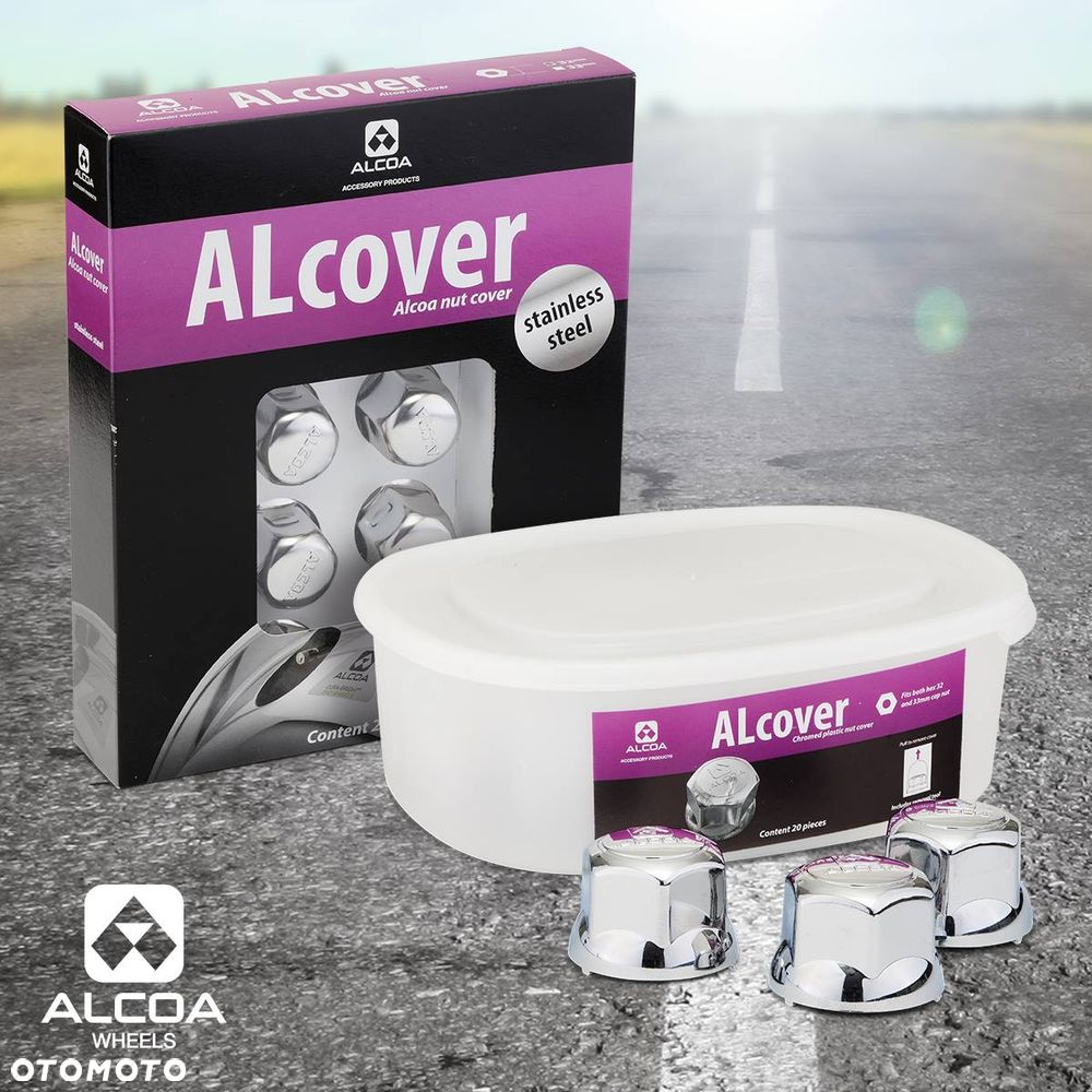 Kapselki ochronno-ozdobne z nierdzewnej stali na nakrętki koła z logo ALCOA - 3