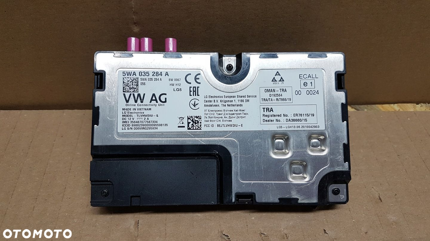 MODUŁ STEROWNIK ONLINE VW SKODA AUDI 5WA035284A - 2