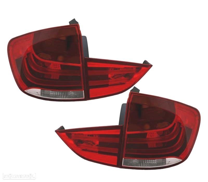FAROLINS TRASEIROS BMW X1 09- LIGHT BAR VERMELHO CROMADO - 1