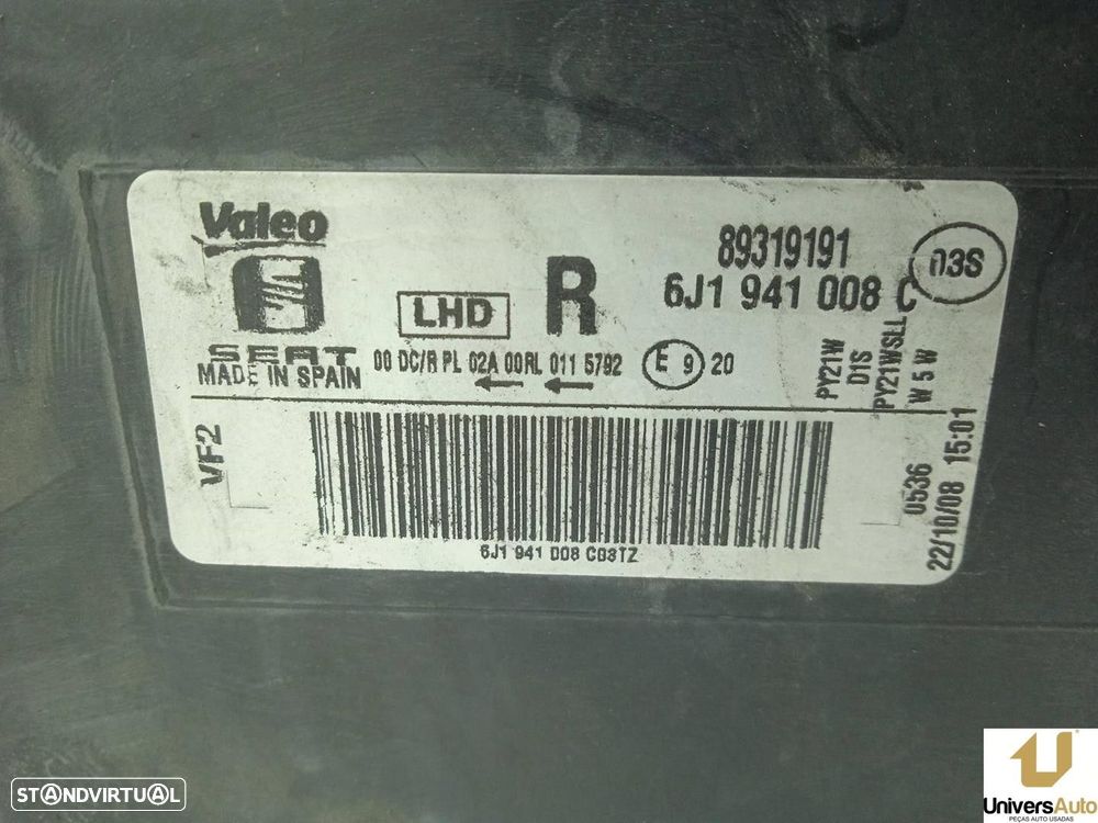 FAROL DIREITO SEAT IBIZA IV 2008 -6J1941008C - 3