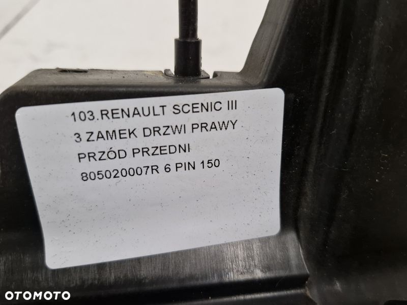 RENAULT SCENIC 3 III ZAMEK DRZWI PRAWY PRZÓD PRZEDNI 6 PIN 805020007R - 3