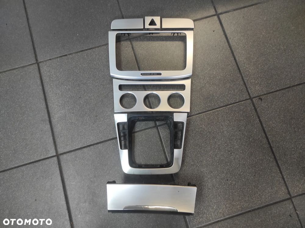 VW PASSAT CC B6 LIFT B7 DEKORY TUNELU ŚRODKOWEGO CLIMATRONIC RAMKA POPIELNICZKA KOMPLET SZCZOTKOWANE ALUMINUM  WYSYŁKA !!!! - 1