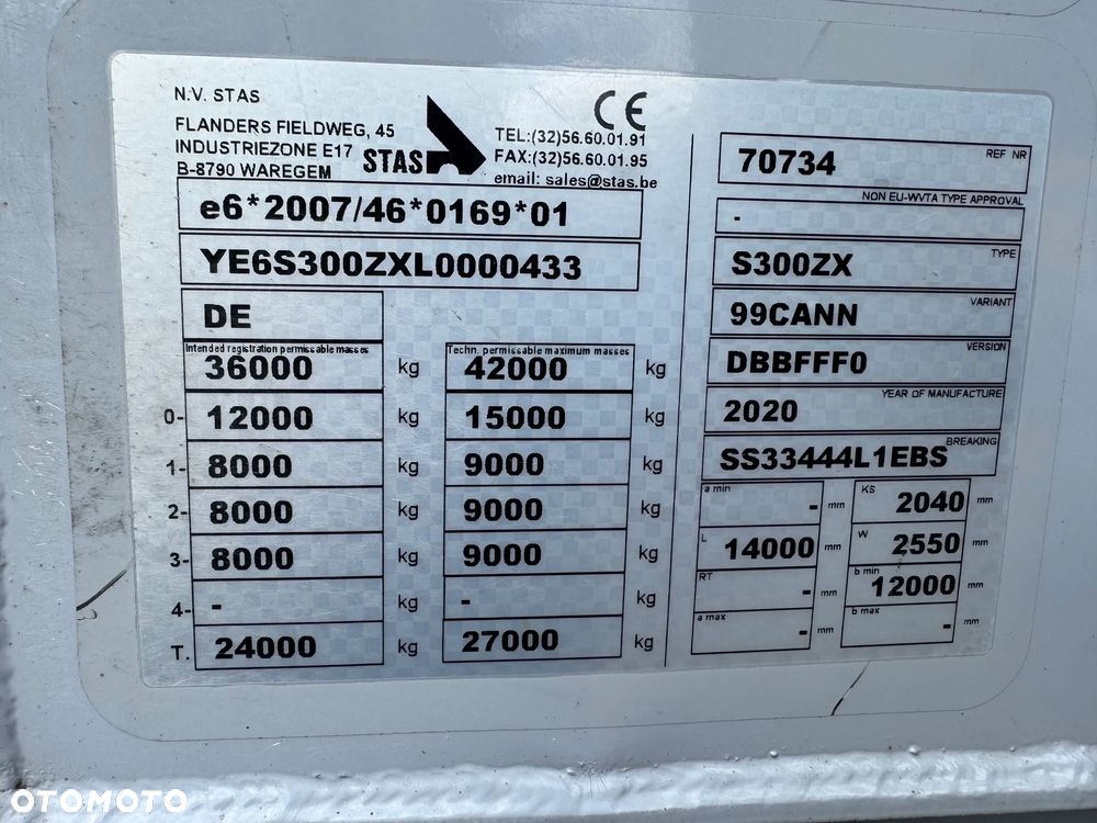 Stas S300ZX, Ruchoma Podłoga, SAF, 92 m3, oś podnoszona, 272.000  km!! - 34