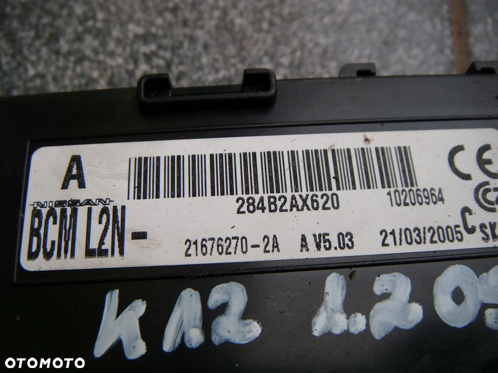 nissan micra k12 1.2 05r moduł BCM 284b2ax620 - 2