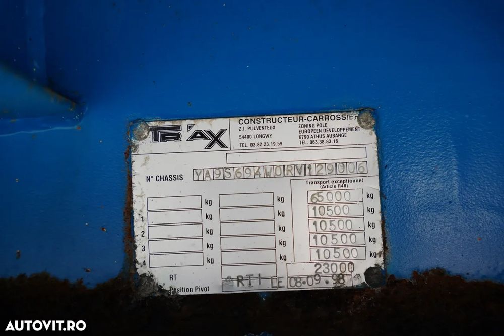 Trax / REMORCĂ JOS / REMORCĂ AUTO 15,3 M / 4 AXE (2 DE DIRECȚIE) / - 33